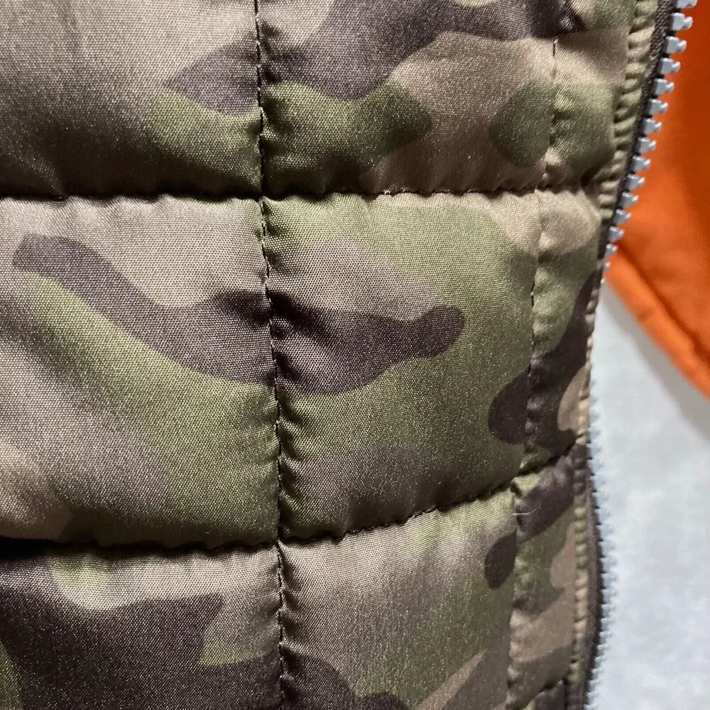 Camouflage HUNTING Dog Puffer Quilted Jacket Zippered Green Brown Orange Small